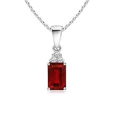 Red Ruby With Diamonds 4.50 Carats Pendant Necklace White Gold 14K