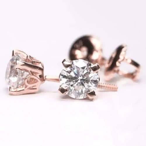 Rose Gold Diamond Studs Earring 1.60 Carats