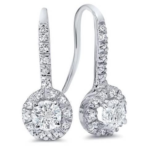 Round Cut 3.40 Carats Diamonds Ladies Dangle Earrings White Gold