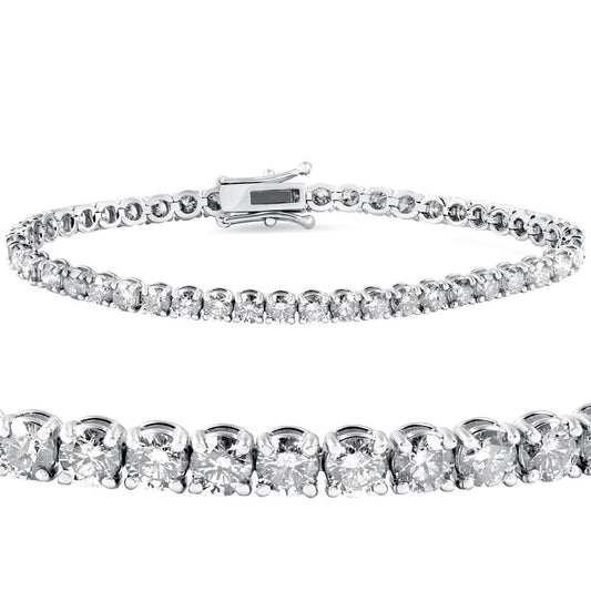 Round Cut Diamond Tennis Bracelet Sparkling White Gold 14K 7.20 Ct
