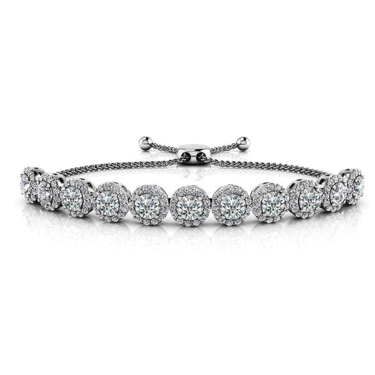 Round Cut Fine Natural Diamond Women Bracelet White Gold 10.25 Ct