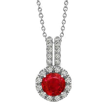 Round Cut Ruby Diamond Pendant Necklace 4.50 Carat White Gold 14K