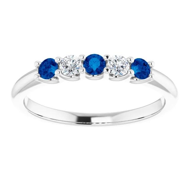 Round Diamond Blue Sapphire Stone Ring 2 Carats White Gold 14K