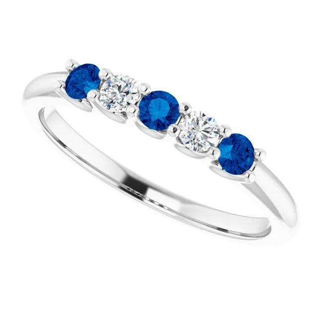 Round Diamond Blue Sapphire Stone Ring 2 Carats White Gold 14K