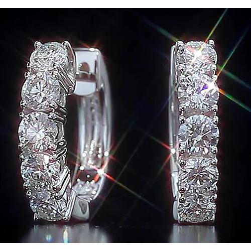 Round Diamond Hoop Earring 2 Carats Jewelry Vs1 F