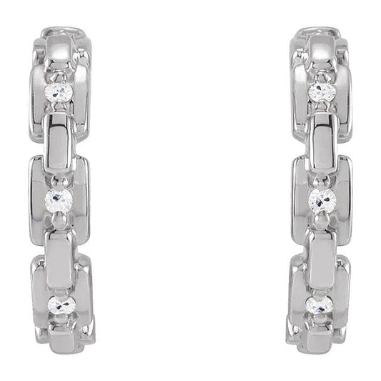 Round Diamond Open Hoop Earrings Old Cut 5 Carats Cuban Link Style