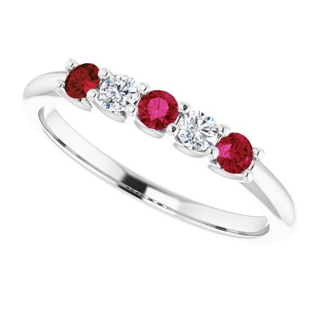 Round Diamond Ruby Stone Ring 2 Carats White Gold 14K Jewelry