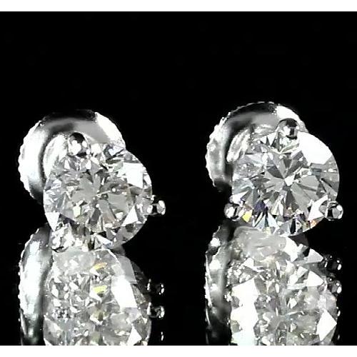 Round Diamond Stud Earring Martini Setting 1.60 Carats White Gold 14K