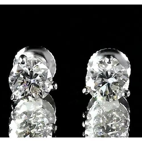 Round Diamond Stud Earring Martini Setting 1.60 Carats White Gold 14K