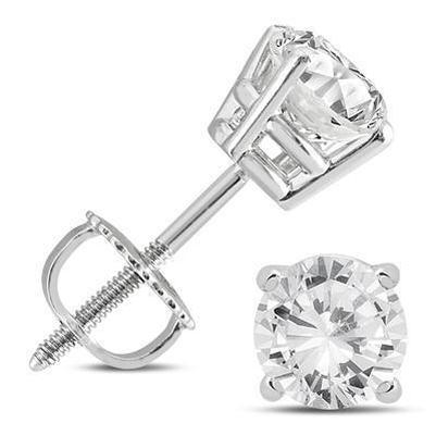 Round Diamond Studs Triple Excellent Stones 4.50 Ct Gold White 14K Studs Earrings