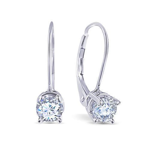 Round F Vs1 Ideal Cut Diamond Earring 0.60 Carat Lever back WG 14K