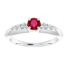 Round Ruby 1.50 Carats Engagement Ring White Gold 14K