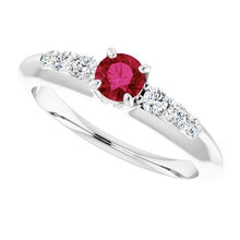Round Ruby 1.50 Carats Engagement Ring White Gold 14K