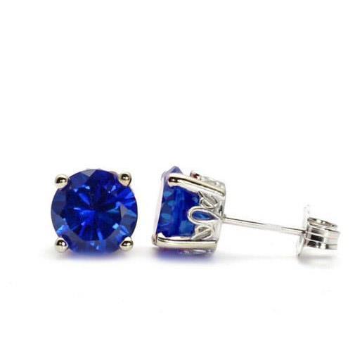 natural round sapphire 4ct earring front view
