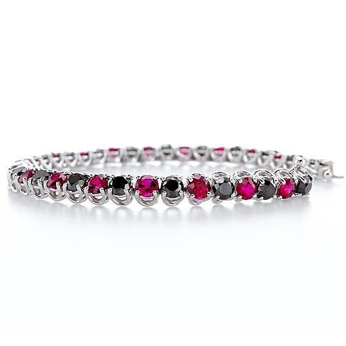 Ruby & Black Diamond Tennis Bracelet Prong Set 11.70 Carats