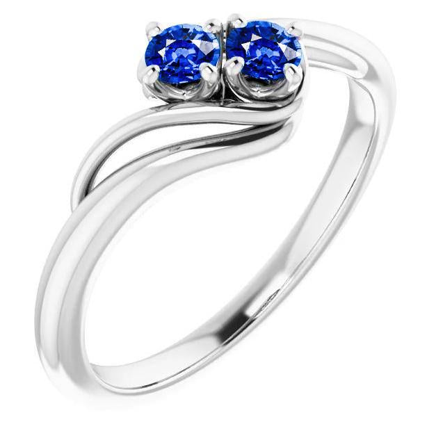 Sapphire Prong Setting 1 Carat Ring Bypass Shank White Gold 14K