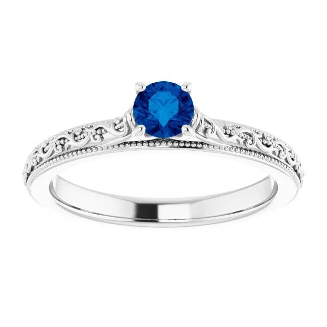 Sapphire Solitaire Ring 0.75 Carats Ceylon Blue Jewelry