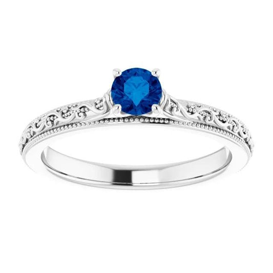 Sapphire Solitaire Ring 0.75 Carats Ceylon Blue Jewelry