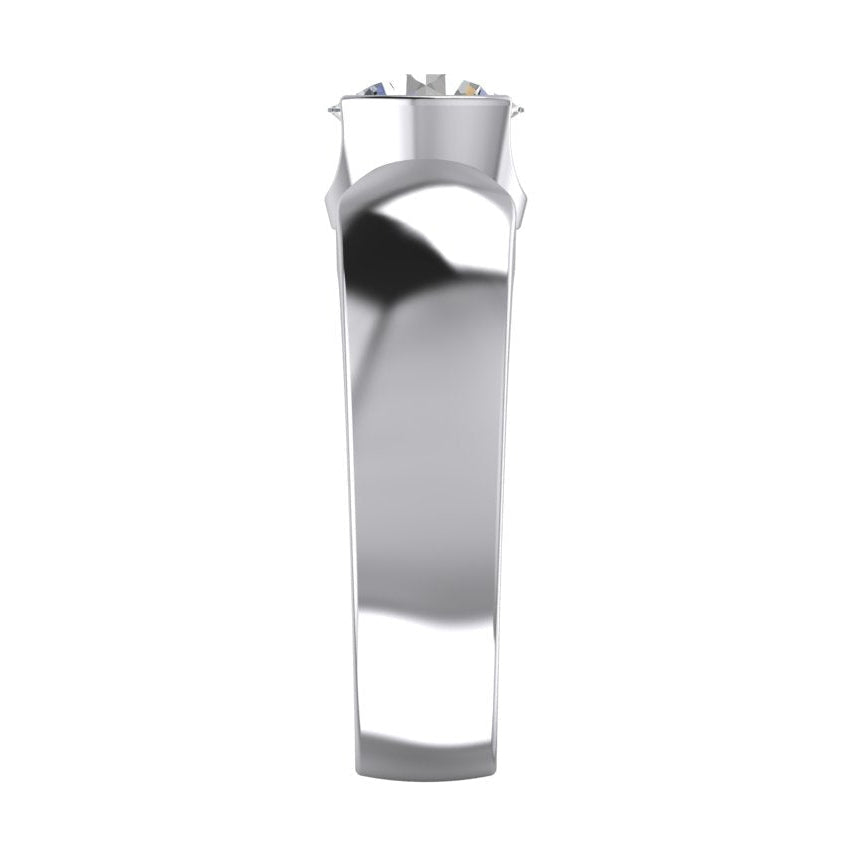 Solitaire Diamond Ring Half Bezel Setting 1.50 Carats Men's White Gold