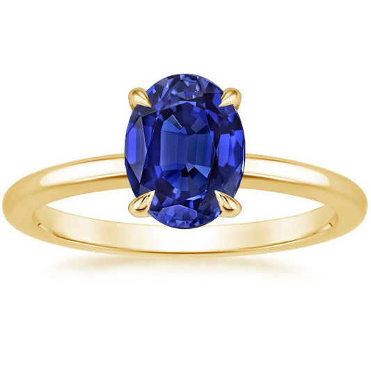 Solitaire Engagement Ring Oval Sri Lankan Sapphire 2.50 Carats