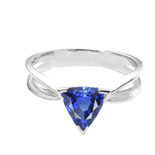Solitaire Engagement Ring Trillion Sapphire Gold Split Shank 1 Carat