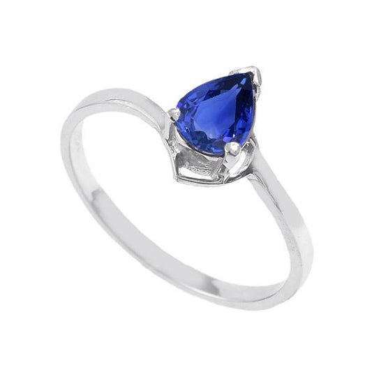 Solitaire Gemstone Engagement Ring Pear Blue Sapphire 1 Carat