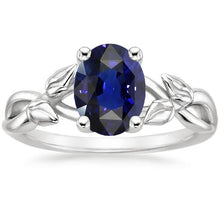 Solitaire Gemstone Jewelry Ring Leaf Style Ceylon Sapphire 2 Carats