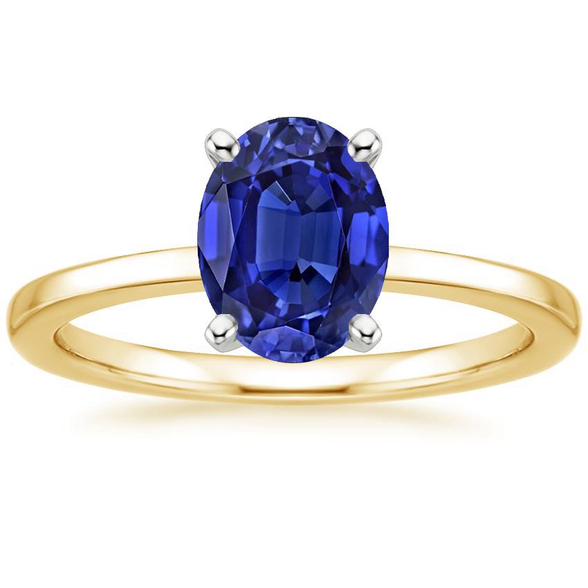 Solitaire Gemstone Ring Jewelry Oval Blue Sapphire 2.50 Carats