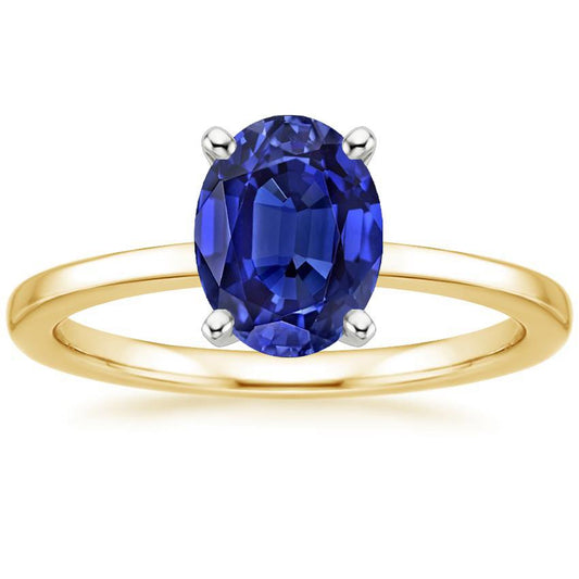 Solitaire Gemstone Ring Jewelry Oval Blue Sapphire 2.50 Carats
