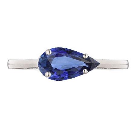 Solitaire Gemstone Sapphire Engagement Ring Pear Cut 2 Carats Gold 14K