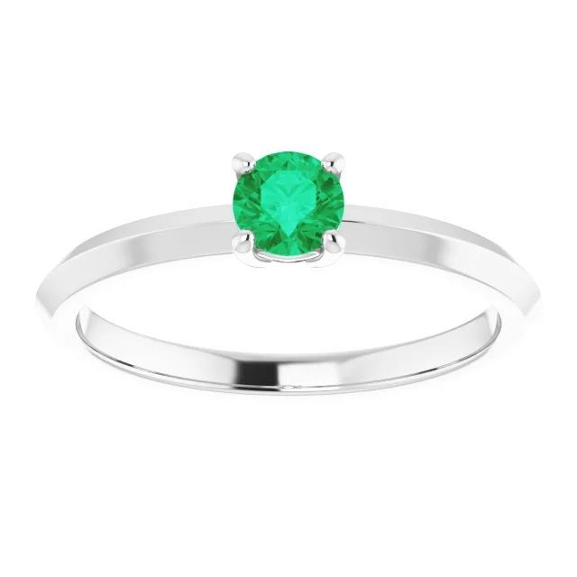 Solitaire Green Emerald Ring 1.25 Carats Women Jewelry