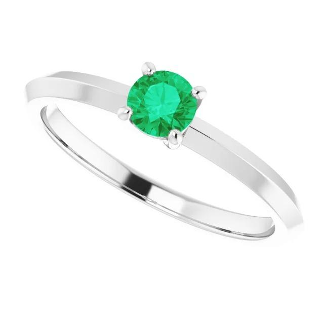 Solitaire Green Emerald Ring 1.25 Carats Women Jewelry