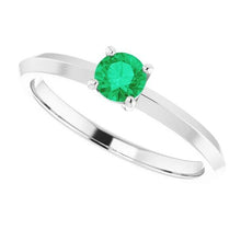 Solitaire Green Emerald Ring 1.25 Carats Women Jewelry