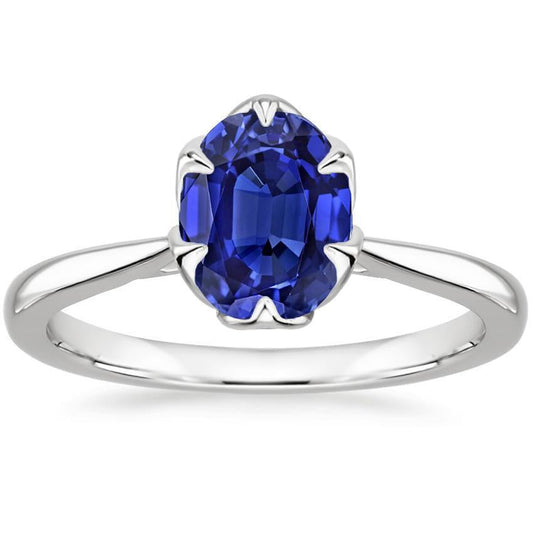 Solitaire Oval Shaped Ring Sri Lankan Sapphire 2.50 Carats