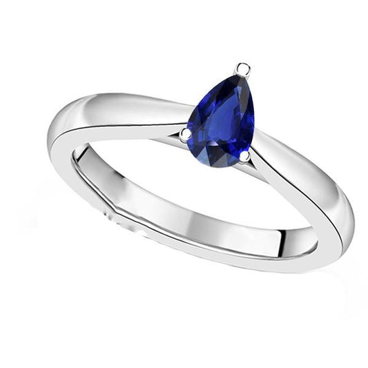 Solitaire Pear Shaped Blue Sapphire Ring Teardrop Style 1.50 Carats