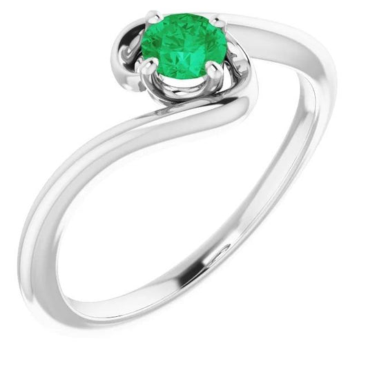 Solitaire Ring 1.50 Carats Columbian Green Emerald Twisted Style