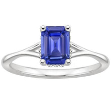 Solitaire Ring Milgrain Shank Emerald Blue Sapphire 2 Carats
