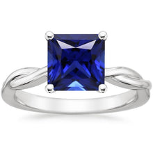 Solitaire Ring Princess Sri Lankan Sapphire 5 Carat White Gold 14K