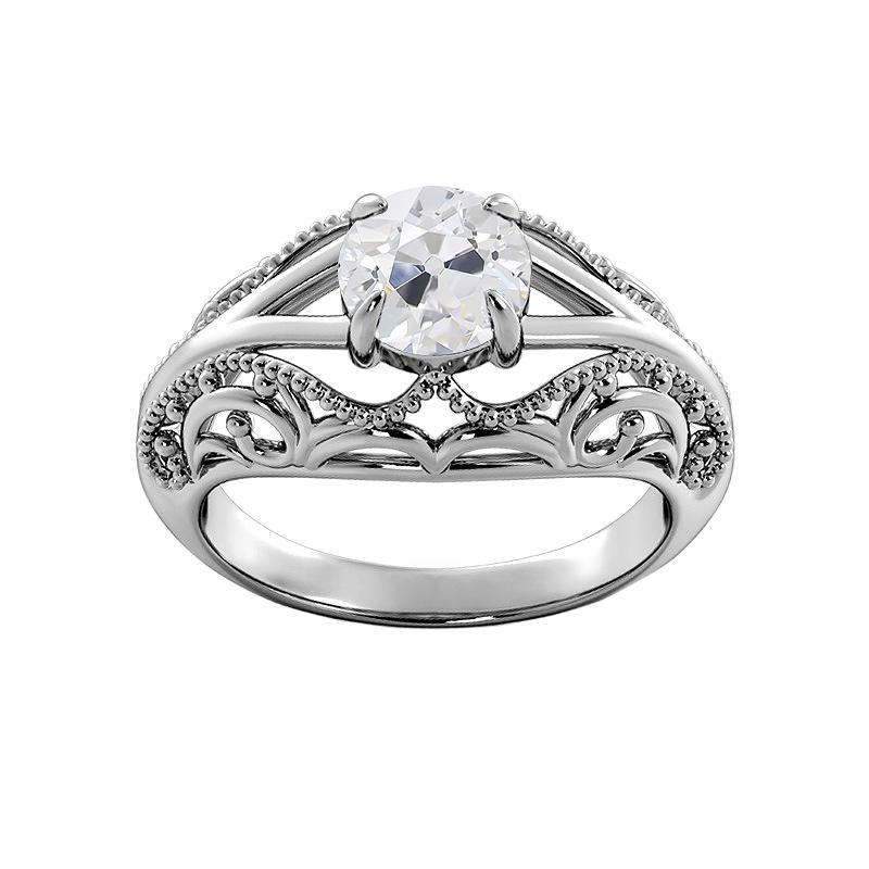 Solitaire Round Old Miner Diamond Ring Vintage Style Split Shank 1.75 Carats