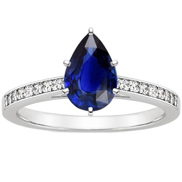 Solitaire With Accents Ring Blue Sapphire 3.50 Carats Channel Setting