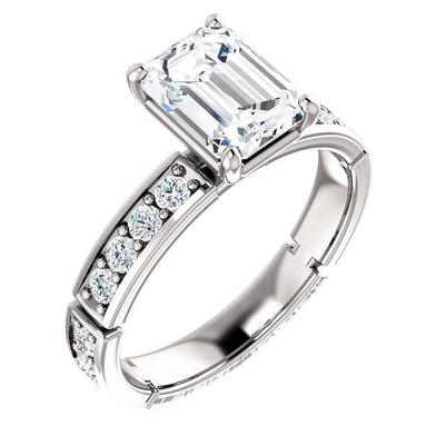 Sparkling 2.01 Carat Emerald Diamond Solitaire With Accents Ring Gold