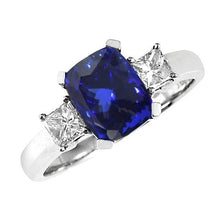Sparkling 4.01 Carats Tanzanite Cushion And Diamond Anniversary Ring