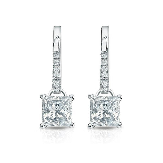 Sparkling 4.70 Carats Diamonds Women Dangle Earrings White Gold 14K