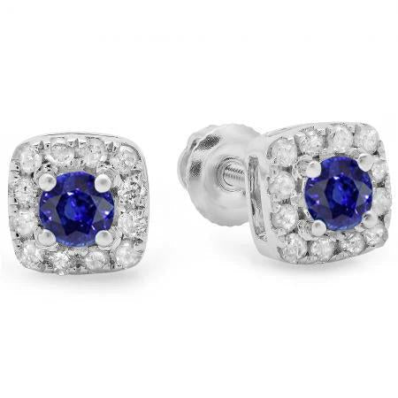 natural round sapphire 4.40ct earring front view