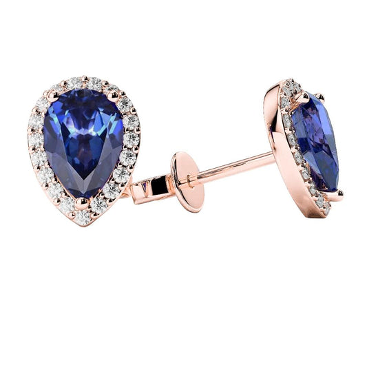 natural round sapphire 5.50ct earring front view