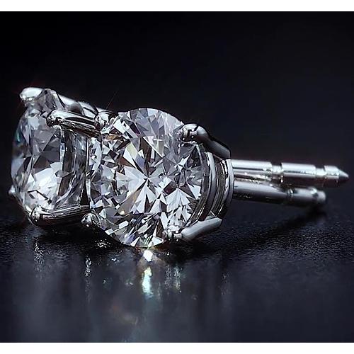 Stud Earrings 4 Carats Round Cut Diamond Jewelry White Gold 14K