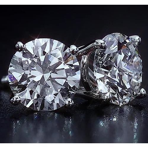 Stud Earrings 4 Carats Round Cut Diamond Jewelry White Gold 14K
