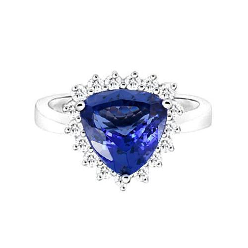 Tanzanite & Round Diamonds 4.60 Carat Ring White Gold 14K