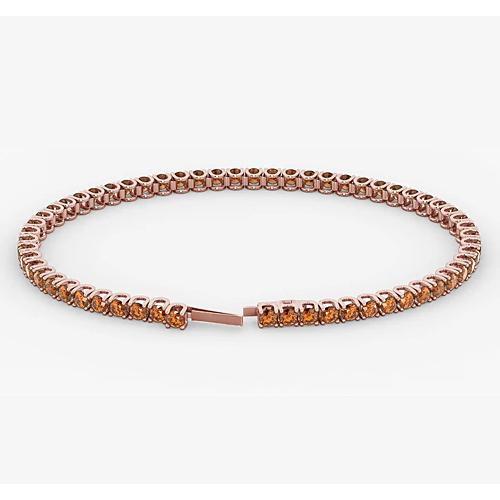 Tennis Bracelet Rose Gold Orange Sapphire 5.90 Carats Jewelry New