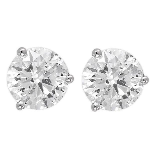 Three Prong Set 4 Carats Big Round Diamond Stud Earring Jewelry
